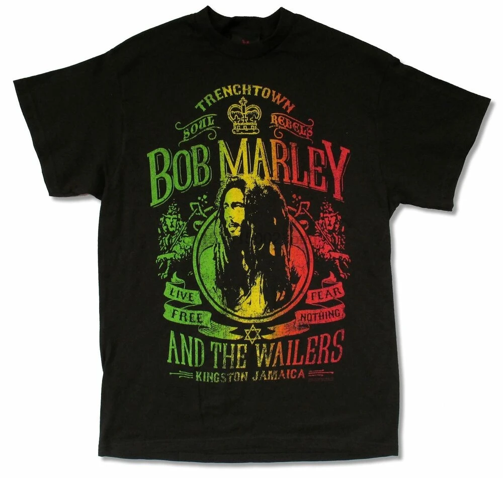 Черная футболка Bob Marley Live Free новая официальная для взрослых регги-вайлеры Ямайка |