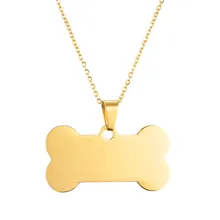 

Engraving Customized Pet Dog Tag Bone Shape Pendant Necklaces Gold Silver Color Chain Necklaces Exclusive Information for Pets