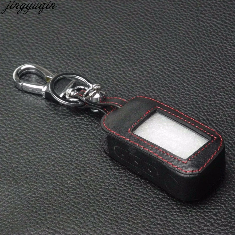 

Jingyuqin 3 BTNS Remote Leather Key Cover Case A93 Keychaine Case For Starline A93 A63 Two Way Car Alarm