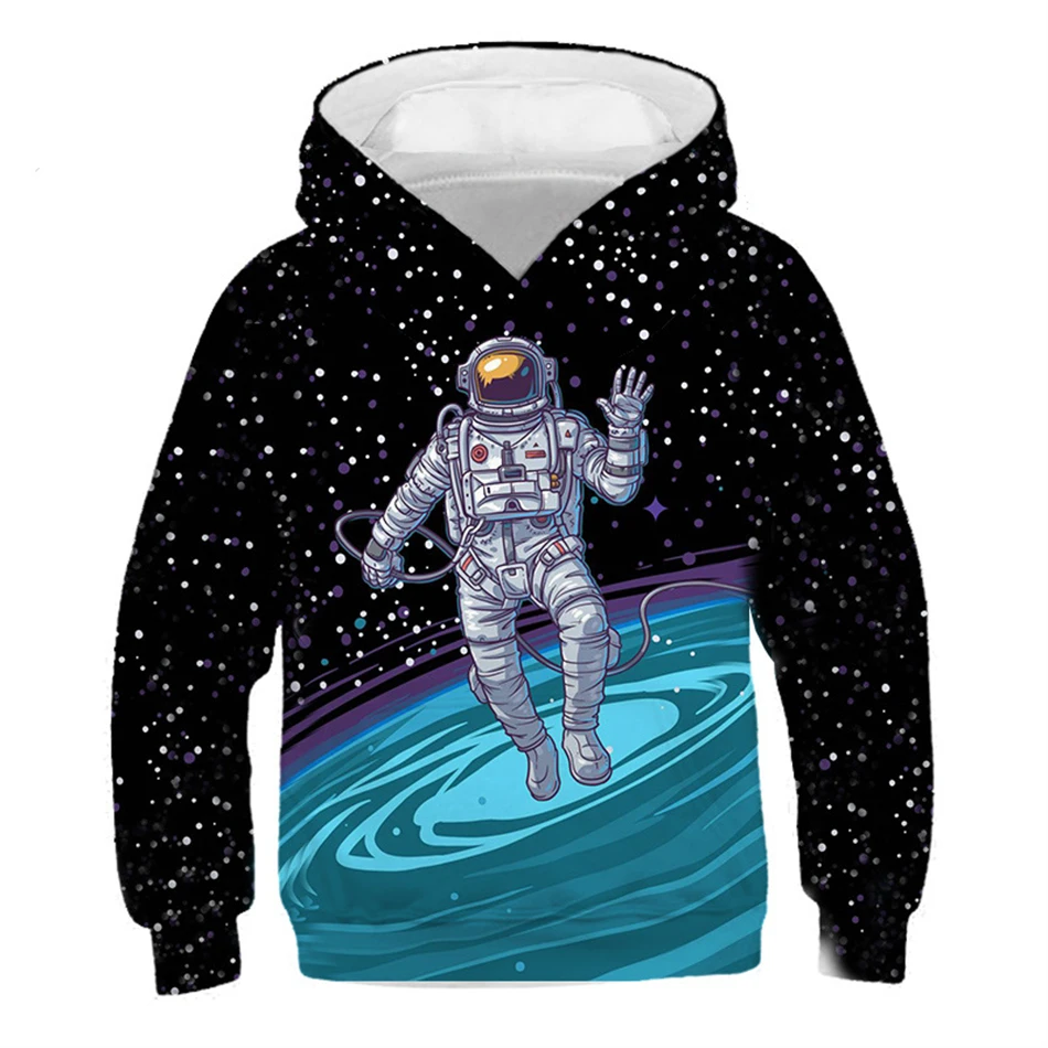 hoodie for baby boy Kids Funny Harajuku Colorful Galaxy Print Hooded Sweatshirt Planet Astronaut 3D Hoodie For Boy Girl 4-13Y Children Cool Pullover children's hooded tops