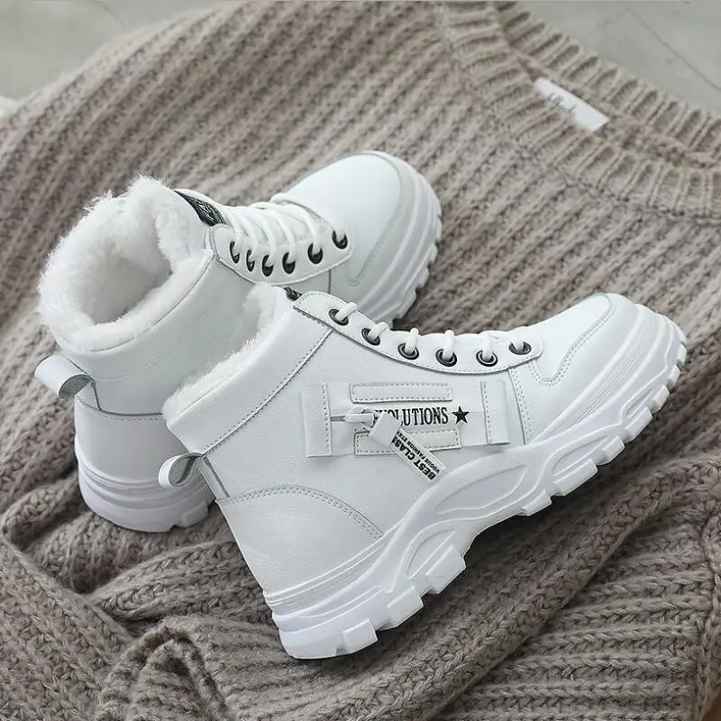 Women Winter Snow Boots Fashion Style High-Top Shoes Casual High Quality Waterproof Plus Velvet Warm Female Martin Boots