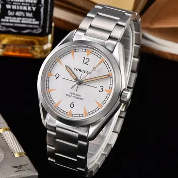 

Corgeut 41mm Automatic Mechanical Mens Watch Luxury Stainless Steel Strap Sapphire Luminous Waterproof Calendar Wristwatch Men