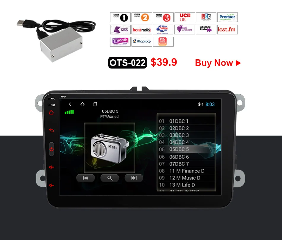 [Установка услуги бесплатно] Ownice K1 Магнитола Android 8.1 Автомагнитолы 2 din Автомагнитола для Volkswagen Passat/Skoda Octivia/Tiguan  2 din car radio  2 din car radio support Camera TPMS DVR