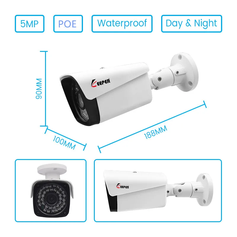 US $190.40 2021 New H265 8CH 5MP POEPro Kit System CCTV Security 8CH 5MP NVR Outdoor Waterproof audio Camera Surveillance Alarm Video P2P