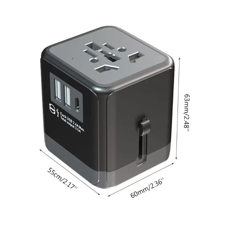 Адаптер питания Универсальный Переходник зарядное устройство 2 USB 1 C USB UK EU AU US M7DA