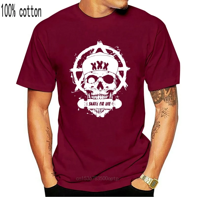 Skate or Die Steampunk Men Black T-shirts Death Skull Lover Hipster Hip Hop T Shirt High Street Fashion T-shirt Rock You | Мужская