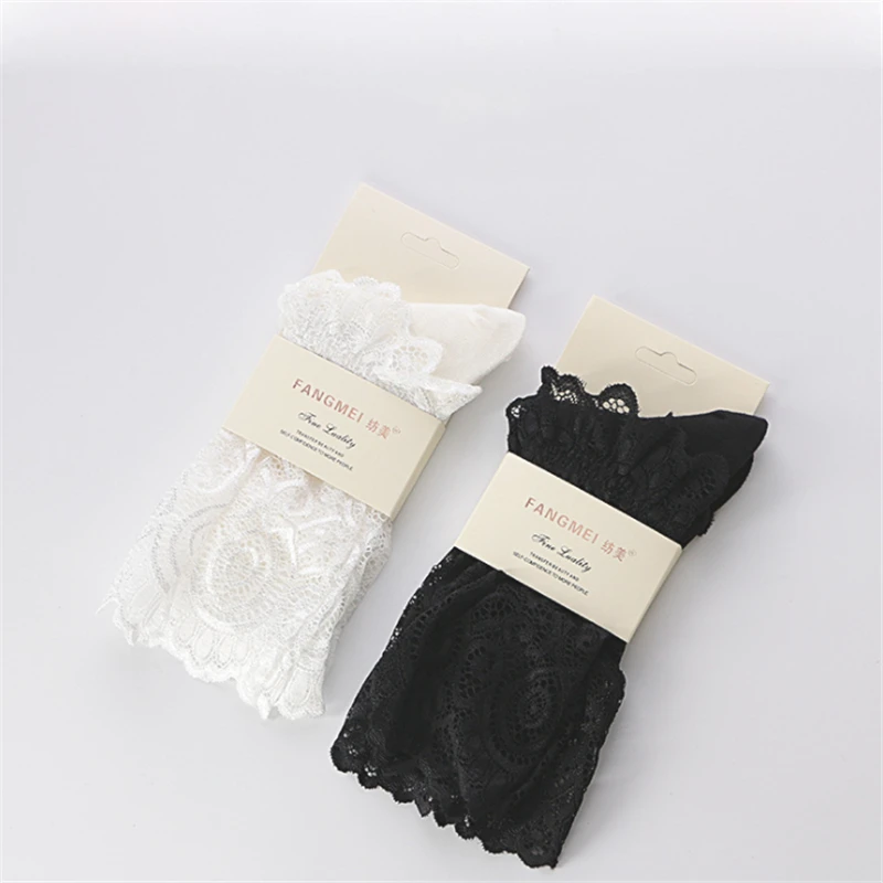 Sexy Lace Floral Mesh Socks Women Black Transparent Short Cotton Sock For Ladies Elastic Retro Cute Socks Female New