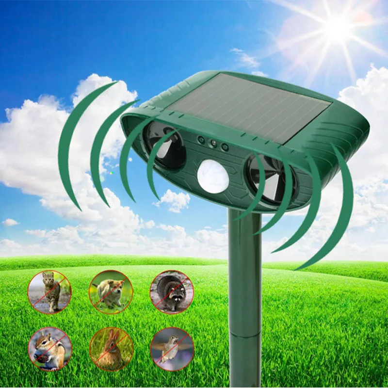 

Solar Powered Ultrasonic Outdoor Animal Repeller Motion Sensor Flash Light Dog Cat Rabbit Animal Dispeller Garden Pest Control