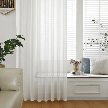 

Windows Tulle Curtains Bedroom Living Room Voile Drapes Modern Solid Tassel String Curtain Line Flash Shiny Color Sheer