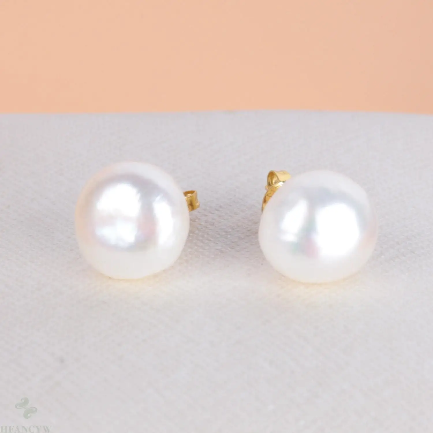 12-14MM Mabe White Baroque Pearl 18K Gold Earrings Classic Ma Bei Personality Gorgeous Delicate