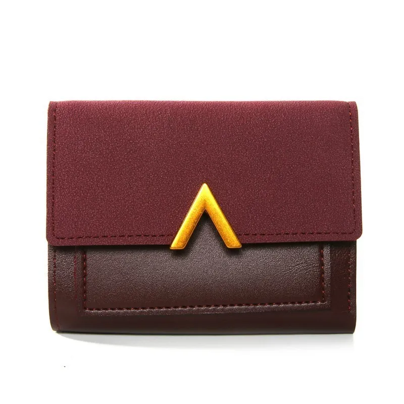 Metal V-shaped Decorative Purse Abrasive Retro Short Wallet New Simple Buckle Wallet Coin Purse Cards ID Holder Clutch