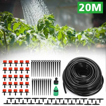 

DIY 20m Water Misting Cooling System Sprinkler Set 25Pcs Mist Sprinkler Nozzle Plastic Outdoor Garden Patio Irrigation Kit