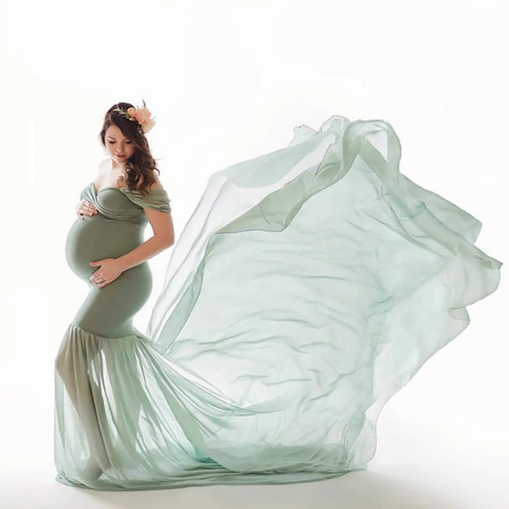 Женское однотонное платье без рукавов с открытыми плечами для беременных; рождественское платье; одежда для фотосессий
