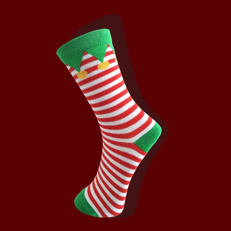 Cartoon Christmas stripe crew men lovers socks cotton warm happy Sweat fashion novelty personality sporting sock Autumn Winter