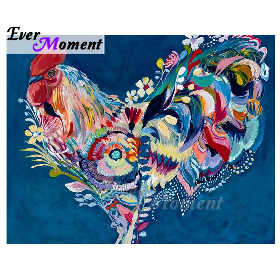 

Ever Moment Diamond Painting 5D DIY Handmade Picture Of Rhinestone Cock Colorful Tail Diamond Embroidery Mosaic Full ASF1954