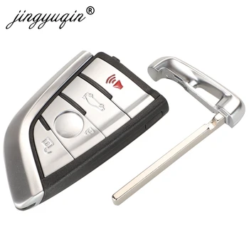 Keyforkess 4 Pulsante Smart Card Chiave Dell'automobile di Caso di Shell Per BMW 1 2 7 Serie X1 X5 X6 X5M X6M F Classe Fob Chiave A Distanza Della Copertura di Inserimento Lama - Jingyuqin 4 Pulsante Smart Card Chiave Dell automobile di Caso di Shell Per BMW 1