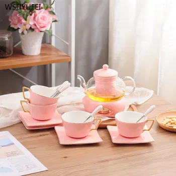 

Direct selling new classic macarons ceramic home restaurant coffee cup saucer tea tea set Japanese style glass tea set gift