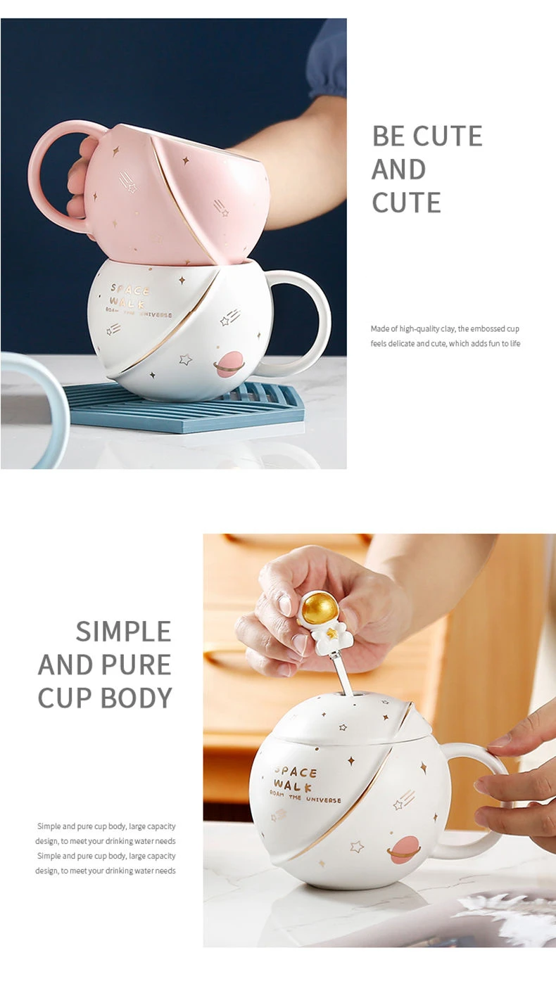 Kawaii Astronaut Space Ceramic Coffee Cup (400ml)