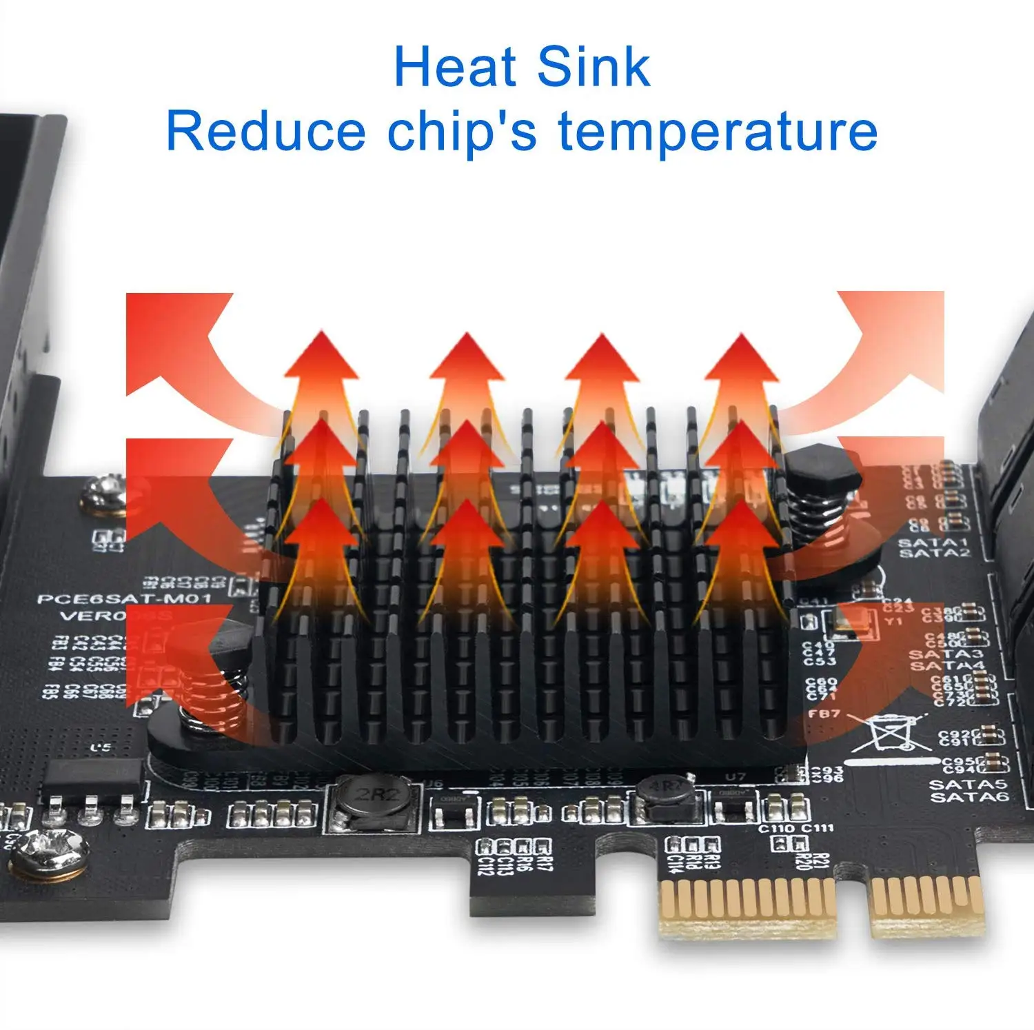 Placa de Controle Sata Iii Pcie Portas Conversor Interno de Adaptador Pci Sata 3.0 Cartão de Expansão Sata Iii para gb s Cartões para acréscimos - Imagem 5