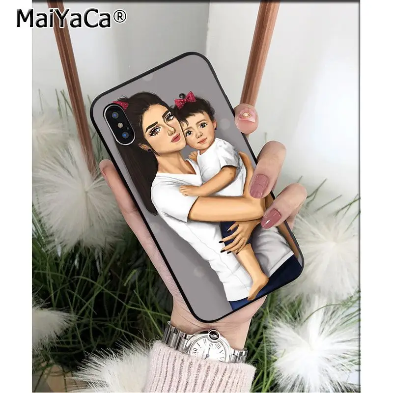 MaiYaCa Арабский исламский милый девочка мама сын мягкий, силиконовый, из ТПУ черный чехол для телефона для iPhone 6S 6plus 7 7plus 8 8Plus X Xs MAX 5 5S XR - Цвет: A7