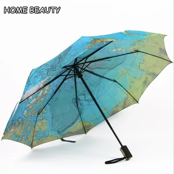 

Automatic Women's Rain Umbrella 8 Ribs World Map Printed Umbrellas for Female Rain Gear Paraguas Umbrella Automatic