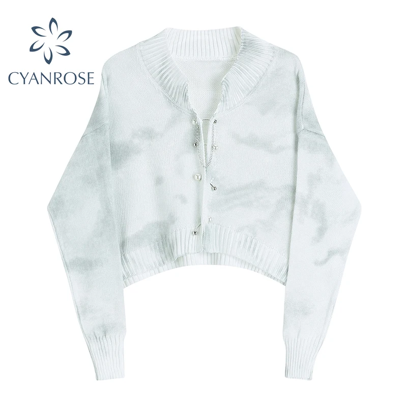 Укороченный свитер Tie Dye в уличном стиле шикарная однобортная Женская