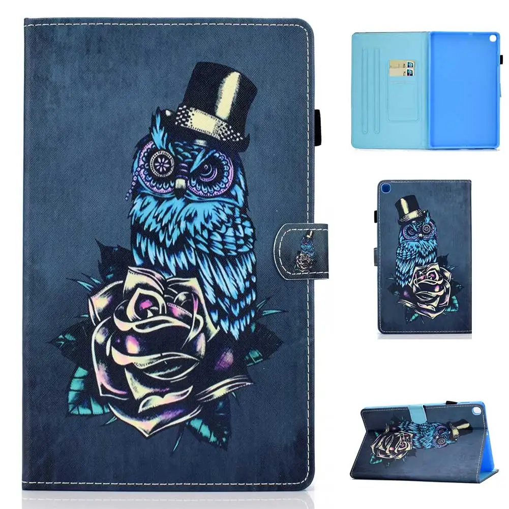 owl Ультра тонкий противоударный чехол для планшета для Samsung Galaxy Tab A 10,1 дюймов SM-T510 T515 чехол с принтом кожаный флип-чехол с подставкой - Цвет: owl