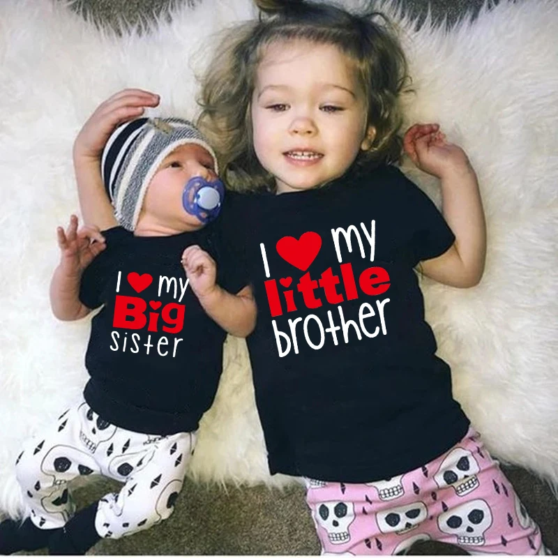 Подходящие футболки футболка с надписью Sibling Sisters Brother I Love My Big Sister семейная одежда