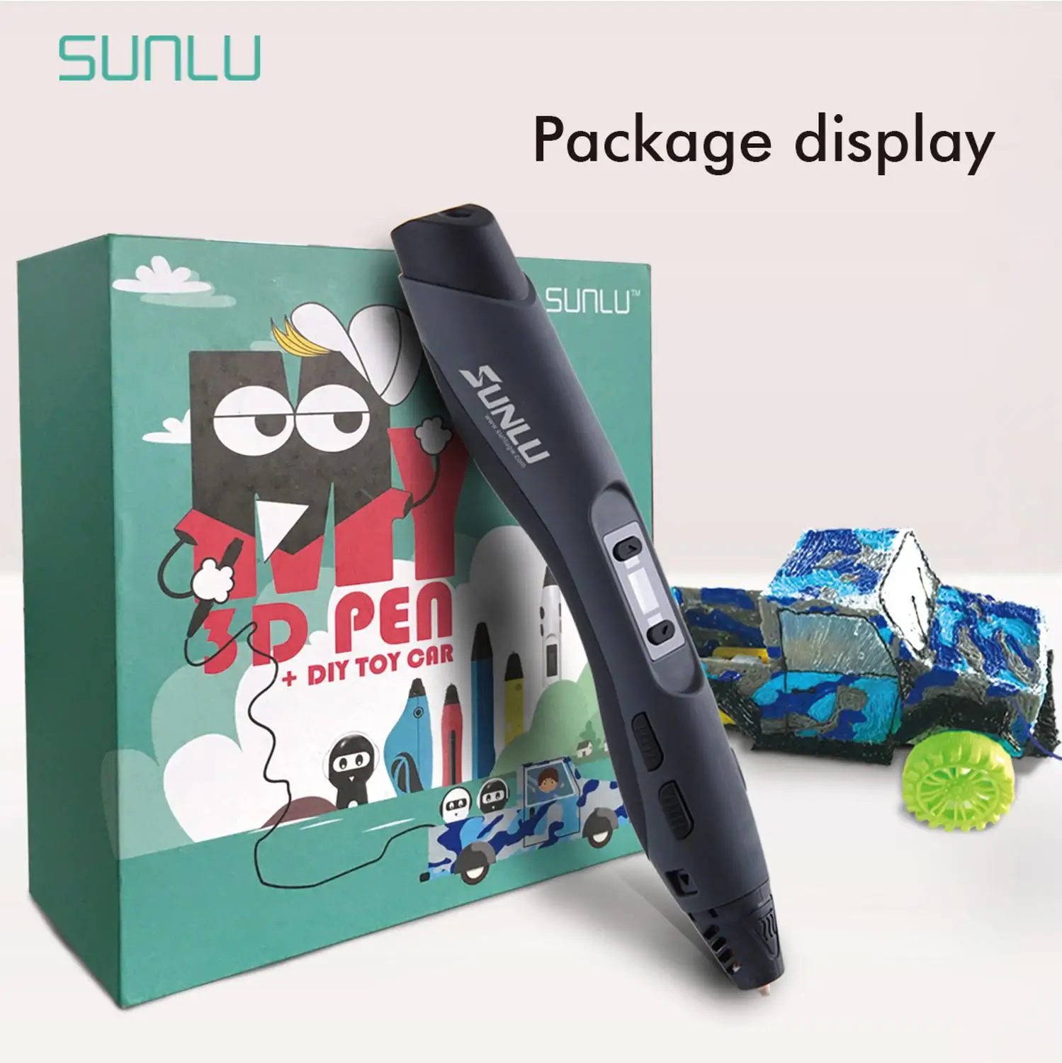 SUNLU SL-300 3D Pen DIY Car Toys Digital 3D Printing Pen With PLA Filament Children Explore Brains Deign Scribble Pens