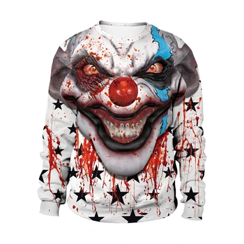 

New horror clown horror Cosplay Halloween costume women's clothing horror hooded long-sleeved sweater anime cartoon unisex