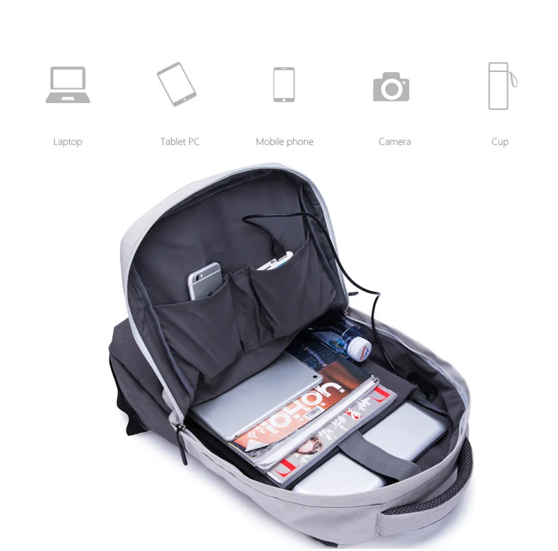 usb de carregamento mochilas computador anti-roubo mochila