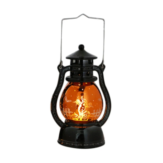 

Halloween Lamp Vintage Handheld Lantern Oil Lamp Hanging Decoration Light for Halloween Eve(Orange)
