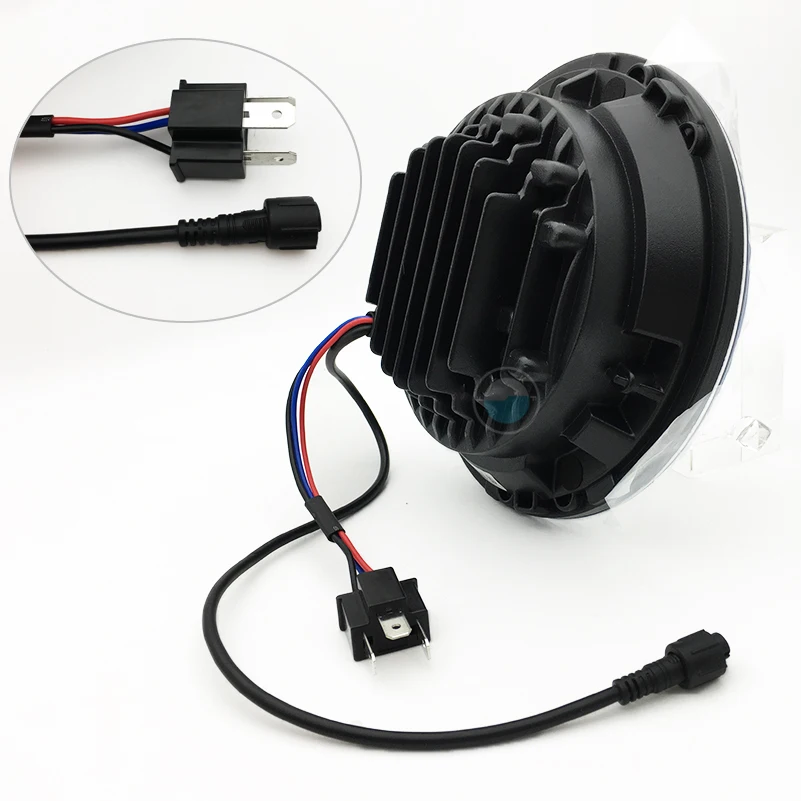 7 ''DRL фары мигающие RGB ангельские глазки Bluetooth контролируемые для Jeep Wrangler JK 7 дюймов 60 Вт круглые фары с RGB Halo Кольцо