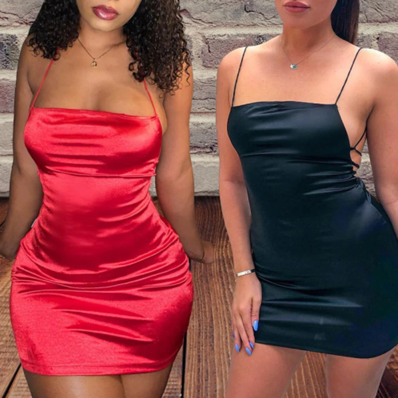 

Summer Sexy Bodycon Dress Suspenders Mini Backless Dresses Sundress Black Chest Wrap Clothes For Women Fashion Woman's Clothing