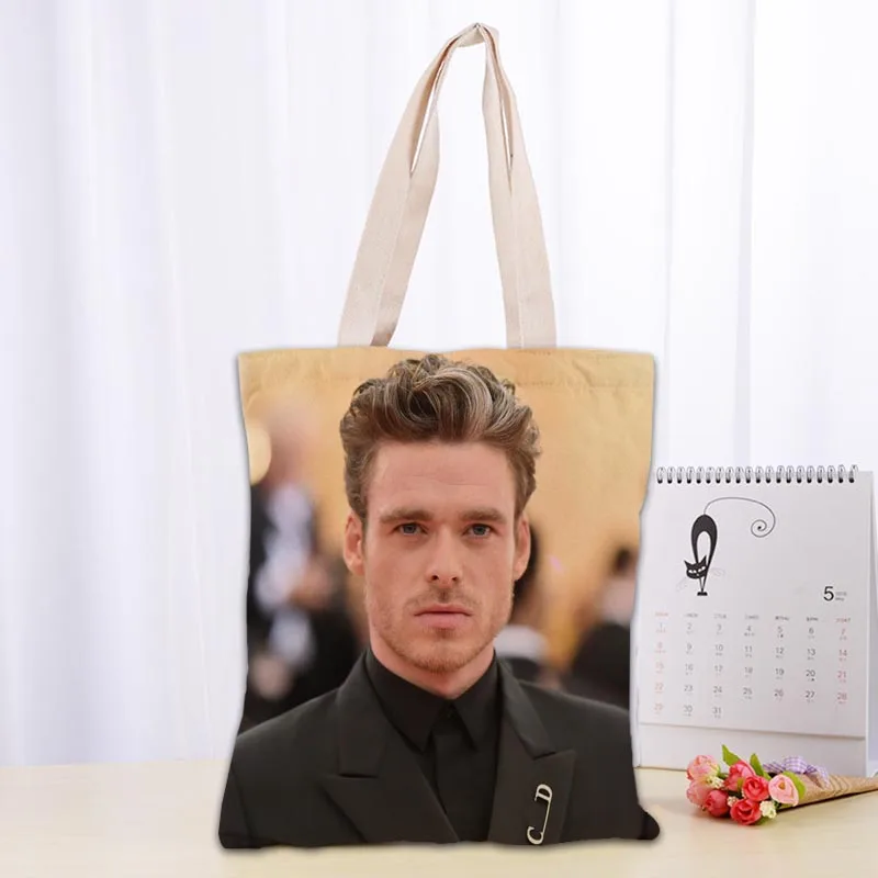 

Custom Richard Madden Tote Bag Cotton Cloth Shoulder Shopper Bags for Women Eco Foldable Reusable Shopping Bags 1009