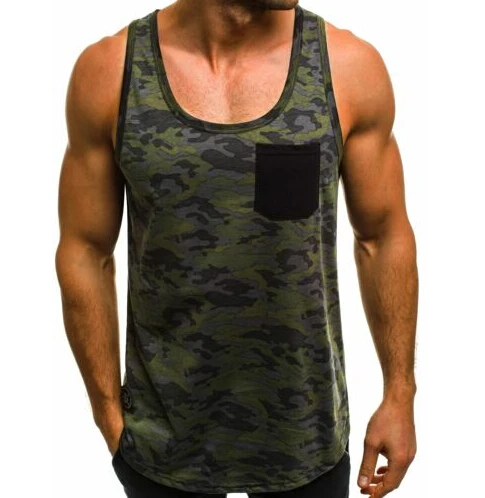 Camouflage Green Мужская майка для бодибилдинга и стрингера, y-образная спина, Спортивная майка для тренировок, одежда, одежда для бодибилдинга, спортивная одежда, рубашки - Цвет: Camouflage Green