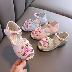 New Summer Fashion Children Chinese Sandals Casual Shoes Girls Soft Shoes Children Embroidered Shoes Children Cartoon Shoes