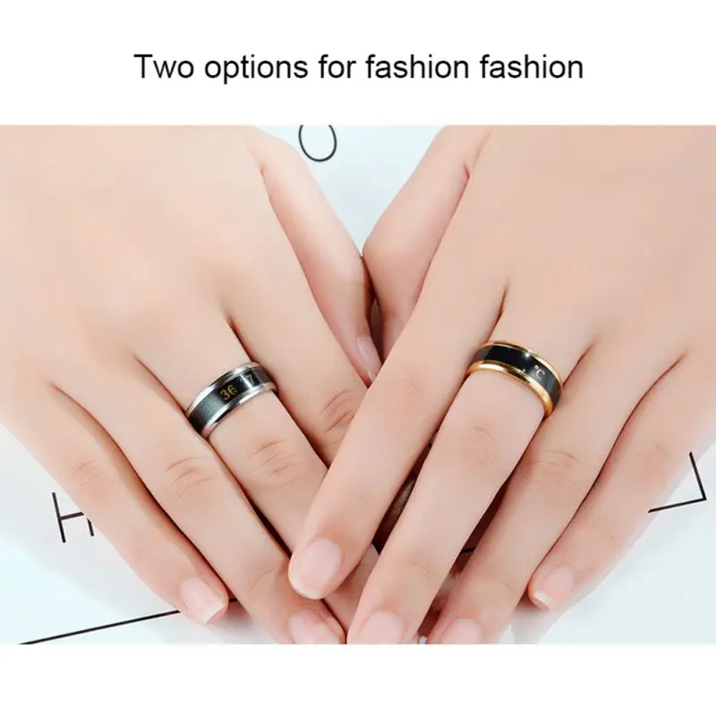 Waterproof Temperature Sense Ring Bracelet Intelligent Smart Ring Finger Wear Changing Color Temperature Ring Size 9-13