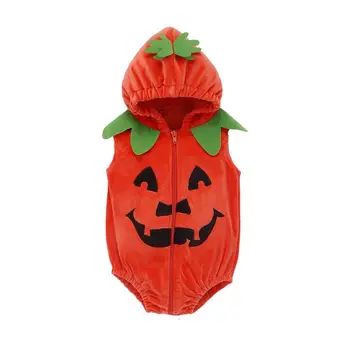 

Infant Kids Baby Girl Boy Halloween Vest Hooded Zipper Jacket Waistcoat Coat Warm Outwear Cute Pumpkin Clothing