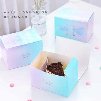 

10pcs Creative square colorful paper box packaging cake pastry mousse box diy handmade baking decoration gift boxes with spoon