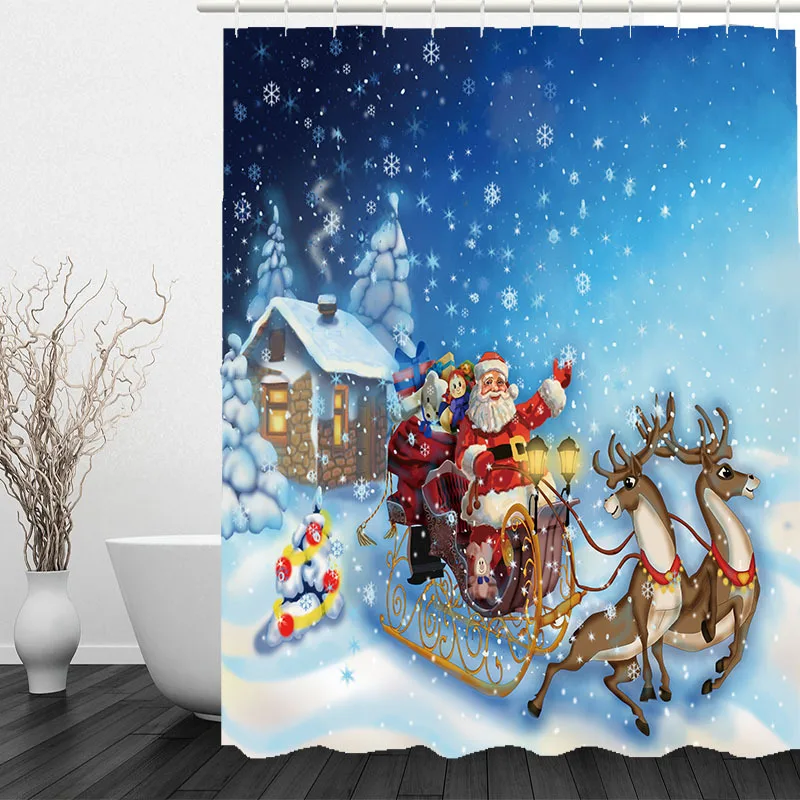 

Nordic style Christmas shower curtain no hole bathroom shower curtain bathroom partition curtain modern design