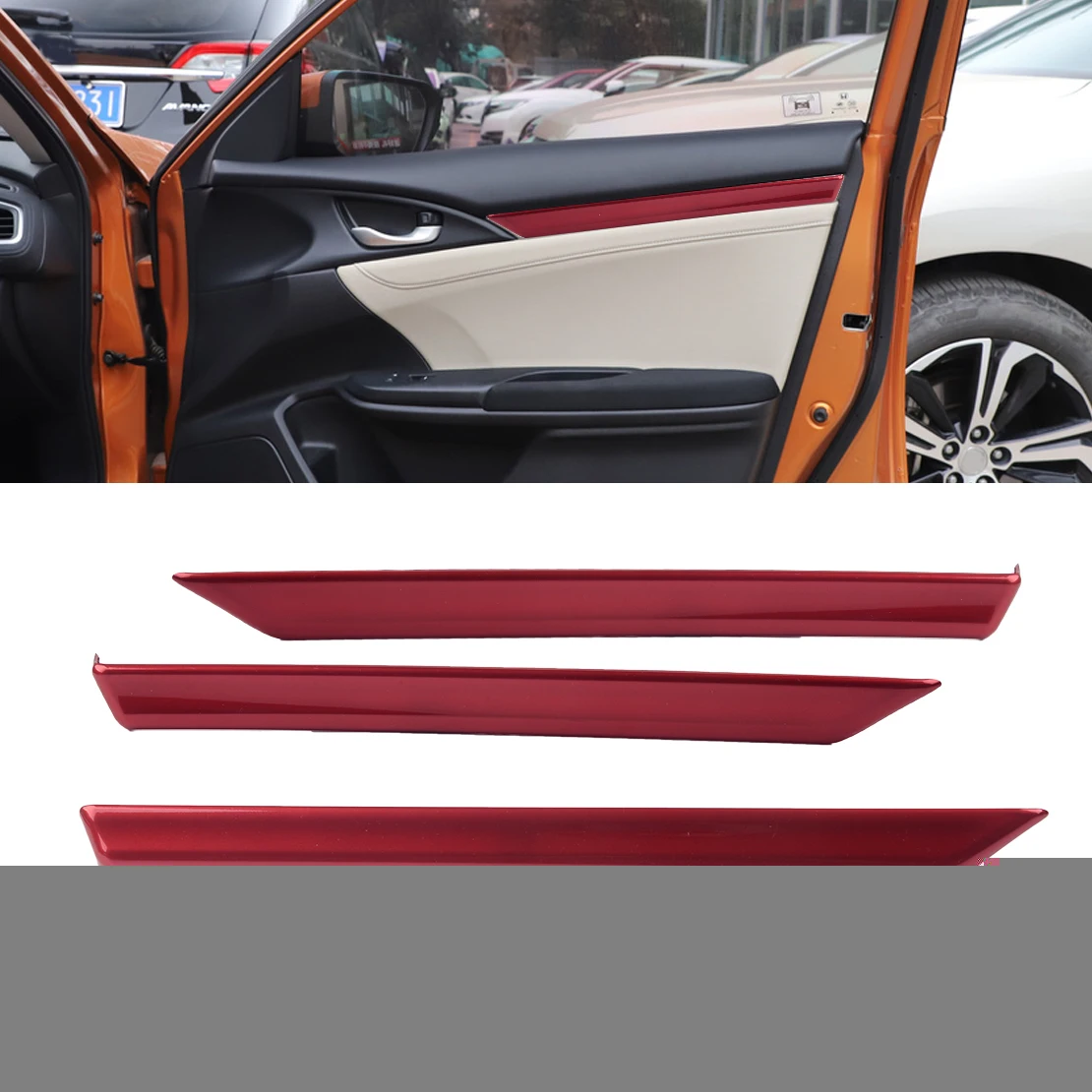 CITALL 4 шт. ABS красный автомобиль межкомнатные двери Panal отделка подлокотника крышка полосы молдинги Стайлинг Подходит для Honda Civic