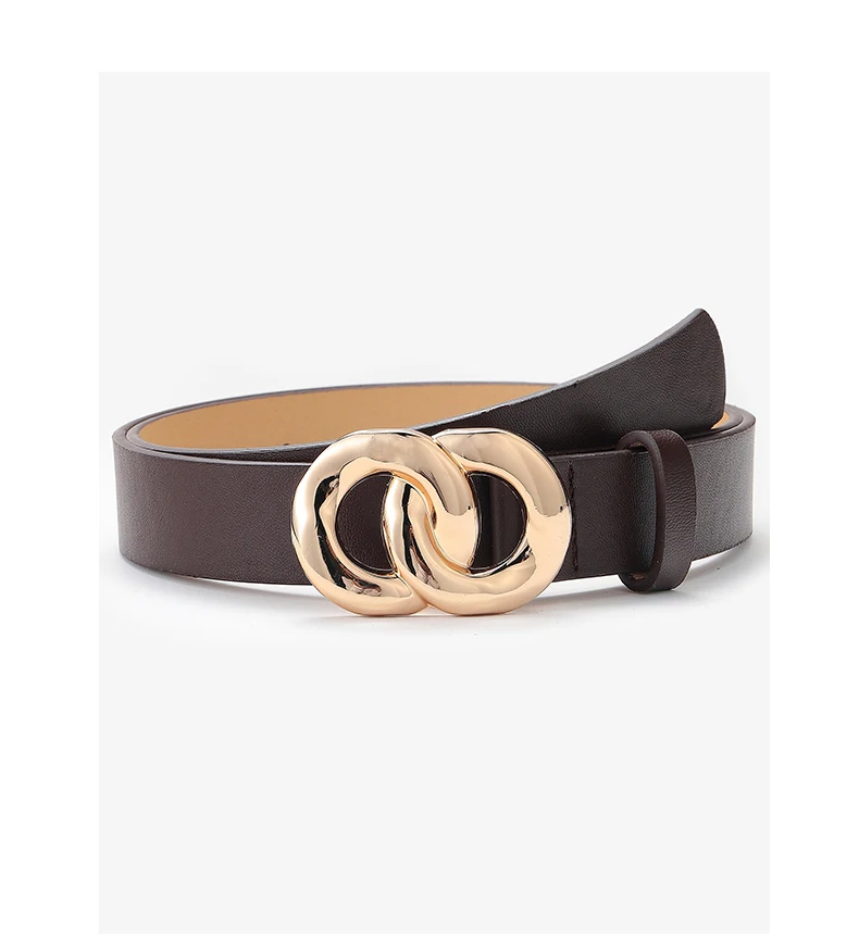 2021 New Fashion Solid Belt Women Men Unisex Female PU Leather Material Metal Circle Buckle Casual Style Luxury Brand Designer