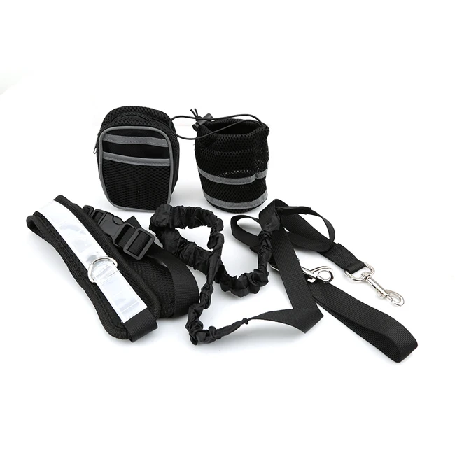 Black Hands Free поводок для собак, кошек, бега, бега, для бега, мягкий поясной ремень, Светоотражающая полоса, эластичный поводок, идеальный для прогулок, тренировочный поводок для собак, набор - Цвет: Black