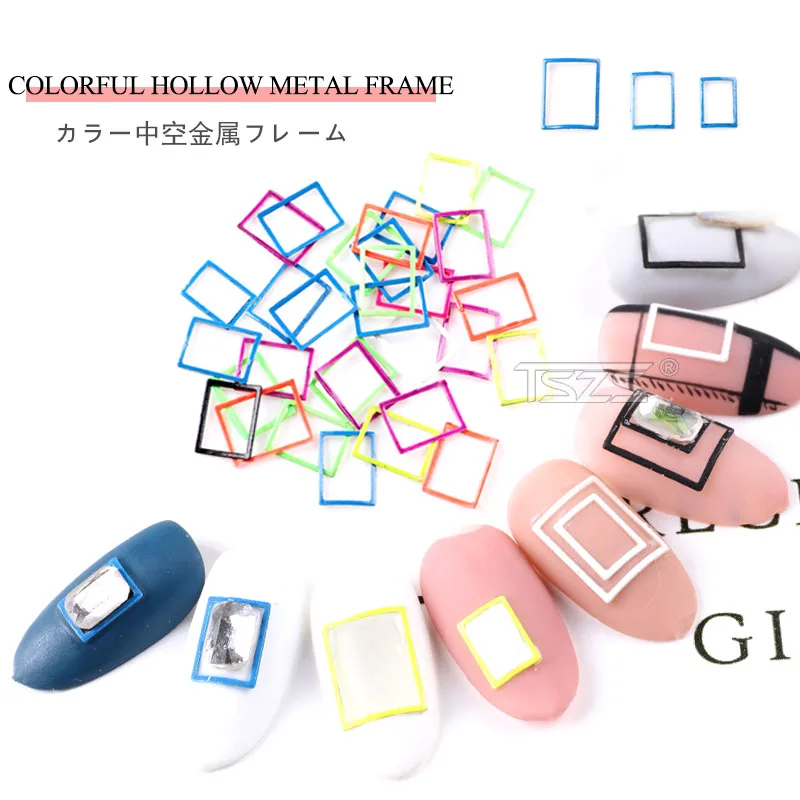 

TSZS 2019 New Design Three Size Nail Art Decoration Colorful Hollow Metal Frame Acrylic Nail 3D Accessories Jewelry