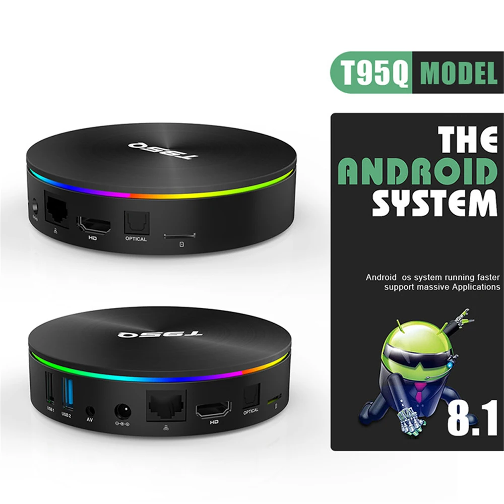 T95Q Android 9,0 ТВ приставка Amlogic S905X2 четырехъядерный смарт 4K 4GB Ram 32GB 64GB Rom медиаплеер 2,4G 5G Wifi BT4.1 100M телеприставка