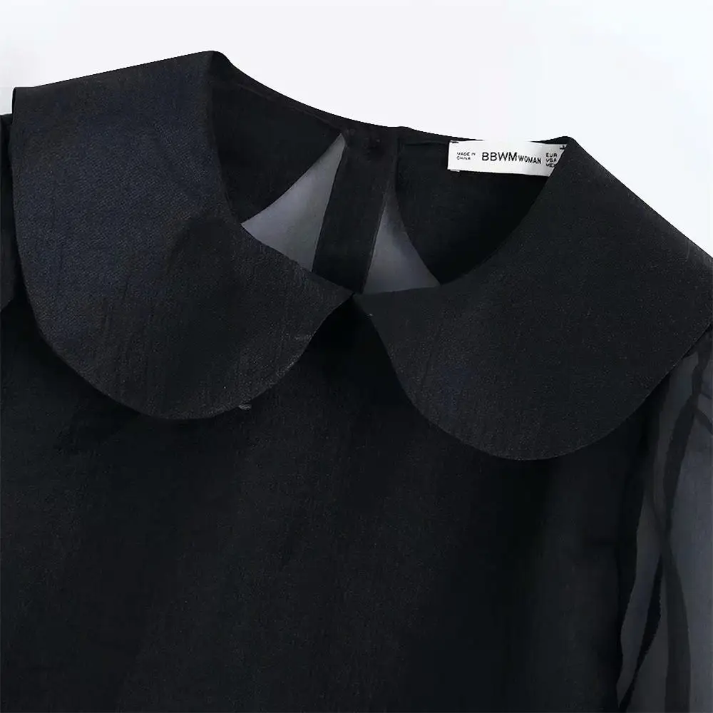 Осень 2019 женская новая рубашка с длинными рукавами и маленьким круглым отворотом