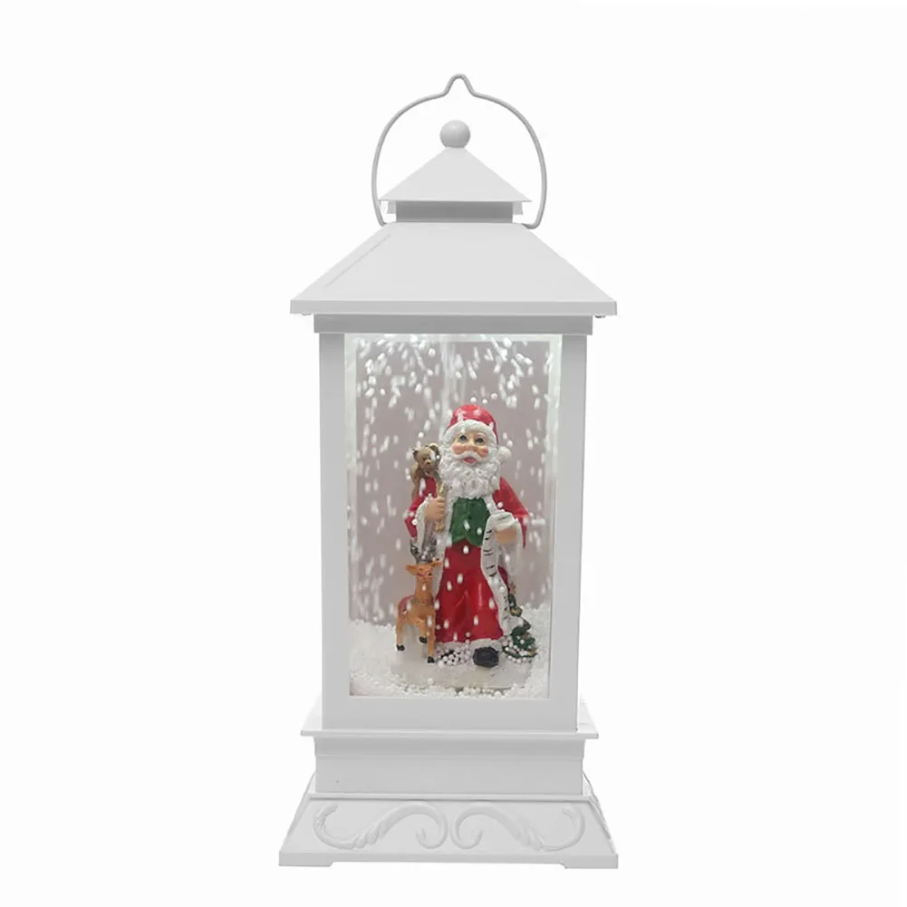 Винтажное Рождественское украшение, светодиодный фонарик, музыкальные игрушки для детей, пластиковый Санта Клаус, снежный музыкальный фонарь, Рождественское украшение - Цвет: Белый
