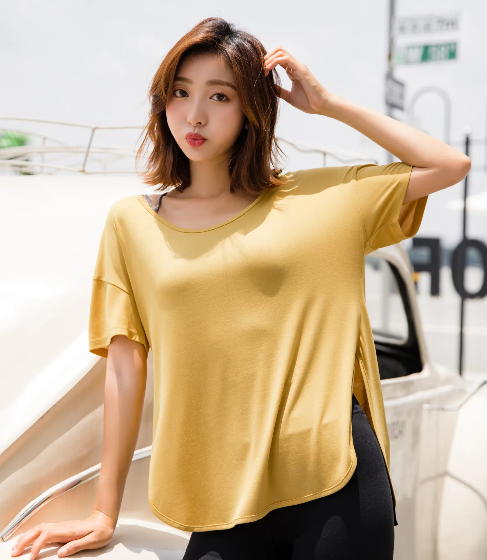 Рубашка для бега йоги, свободная быстросохнущая одежда, Женская тонкая рубашка, летняя спортивная футболка, одежда для фитнеса, блузка с коротким рукавом - Цвет: Yellow