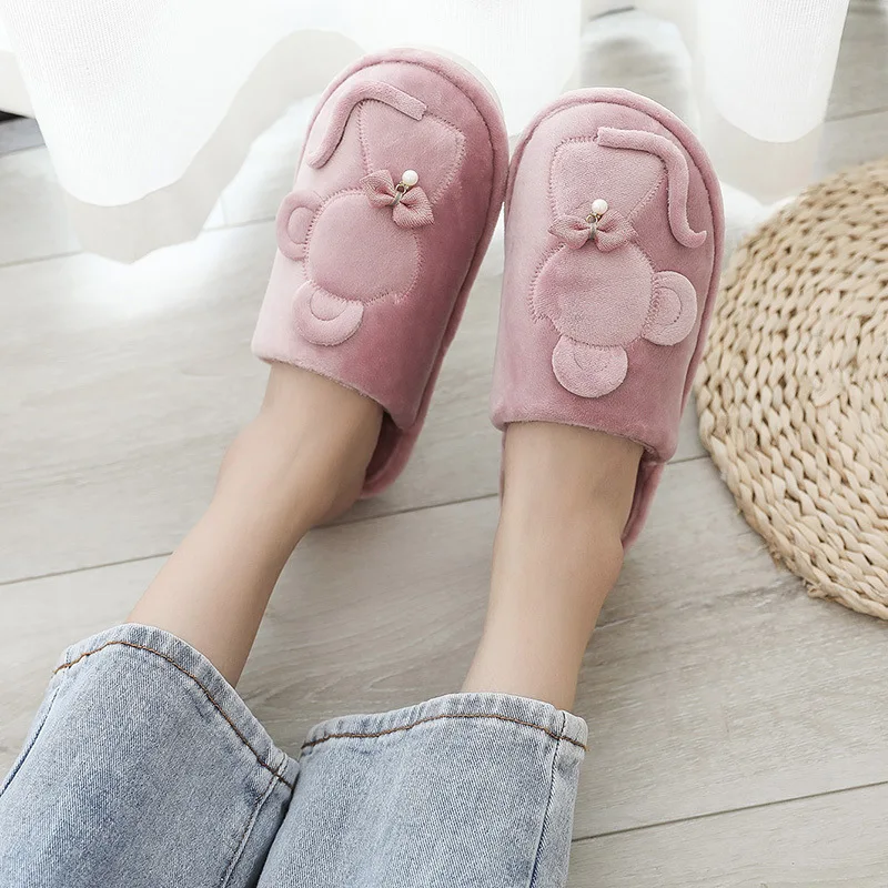 

Cotton Slippers Women's Winter 2019 New Style Outer Wear Indoor Velvet Warm Household for Korean-style Network Red Shoes